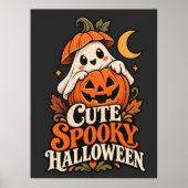 Oude Kute Enge Halloween Geest Pompoen Poster (Voorkant)