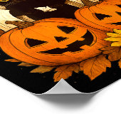 Oude Kute Halloween Geest met Zwarte Kat Poster (Hoek)