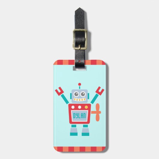 Oude Kute Robot Speelgoed Voor Kinderen Bagagelabel (Voorkant verticaal)