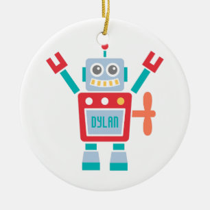Oude Kute Robot Speelgoed Voor Kinderkamer Keramisch Ornament