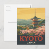 Oude Kyoto Japan Reisposter Pagode Briefkaart (Voorkant / Achterkant)