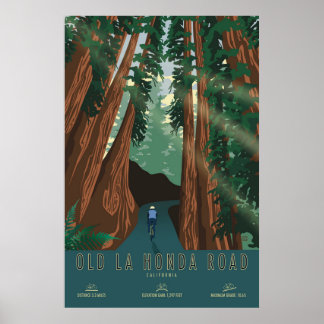 Oude La Honda-weg fietsposter Poster