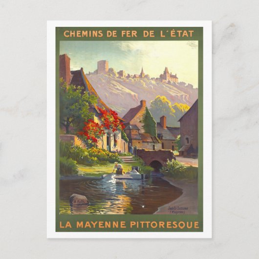 Oude La Mayenne (Frankrijk) Reisposter Briefkaart (Voorkant)