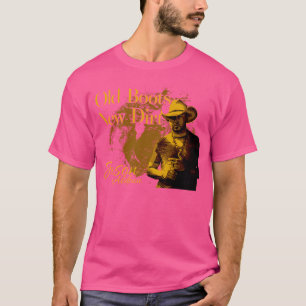 Oude laarzen nieuw vuil t-shirt