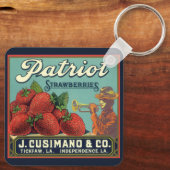 Oude label kunst voor fruitkist Patriot Aardbeien Sleutelhanger (Achterkant)