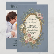 Oude label met gekleurde bloemen 23 + jouw tekst