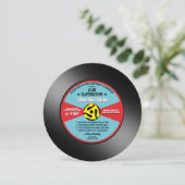 Oude Label Vinyl 45 Record Verjaardagsfeestje Kaart (Staand voorkant)