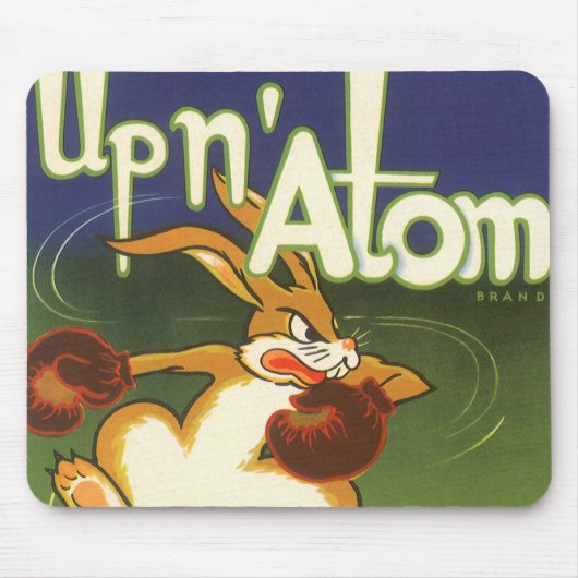 Oude labelkunst bokskabouter, Up n Atom wortels Muismat (Voorkant)
