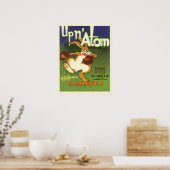 Oude labelkunst bokskabouter, Up n Atom wortels Poster (Keuken)