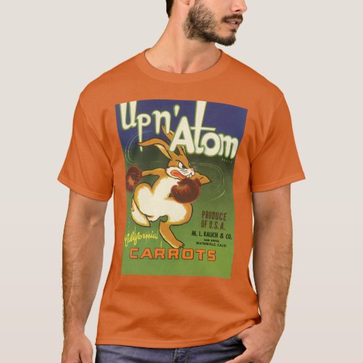 Oude labelkunst boksken boksende konijn, Up n Atom T-shirt (Voorkant)