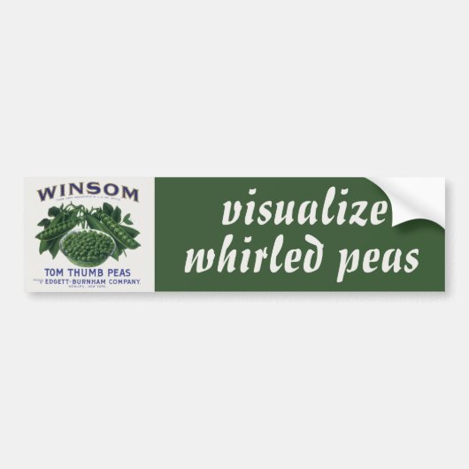 Oude Labelkunst voor Groenteblik, Winsom Peas Bumpersticker (Voorkant)