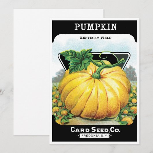 Oude labelkunst voor zaadpakketten, Halloween-pomp Kaart (Voorkant / Achterkant)