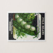 Oude labelkunst voor zaadpakketten, stok limabonen legpuzzel (Horizontaal)