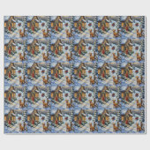 Oude Labradors Retriever Kerst Cottage Cadeaupapier (Vlak)