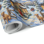 Oude Labradors Retriever Kerst Cottage Cadeaupapier (Rol Hoek)