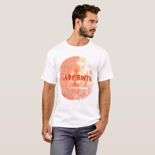 Oude Labyrint aanpasbare tekstronde mandala T-shirt (Voorkant volledig)