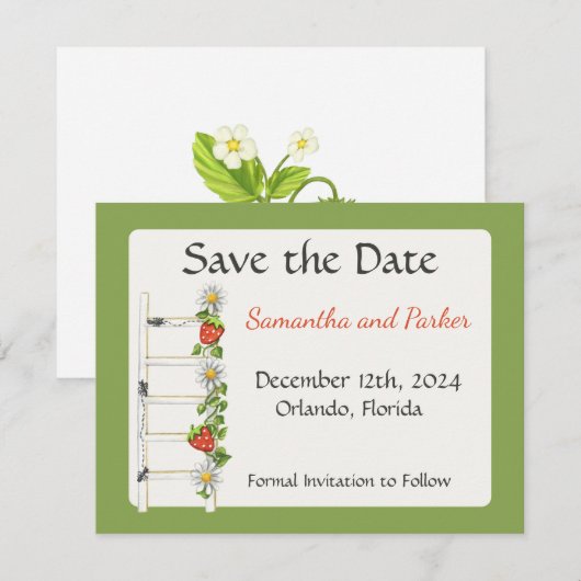 Oude Ladders van Aardbeien Save The Date (Voorkant / Achterkant)