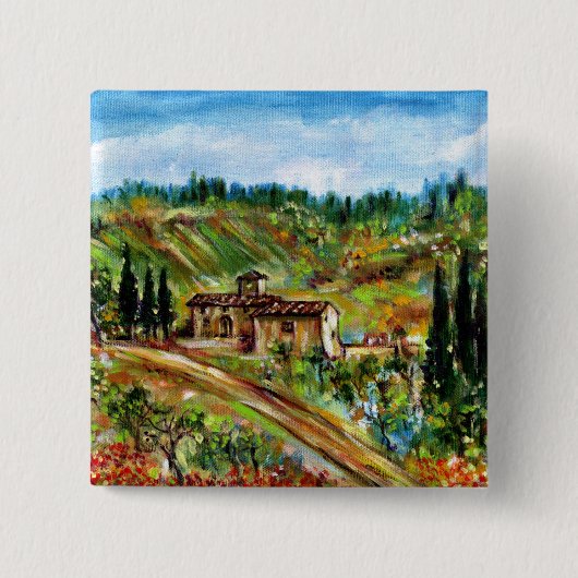 OUDE LANDBOUW IN CHIANTI-TUSCANY VIERKANTE BUTTON 5,1 CM (Voorkant)