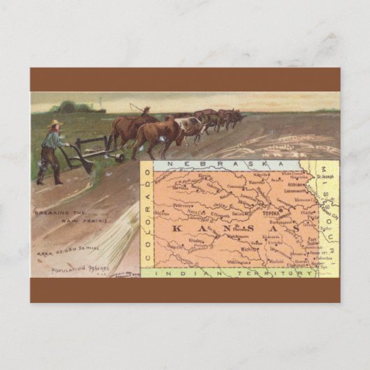 Oude landbouw in Kansas en kaart (Voorkant)