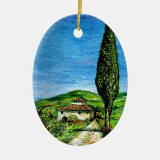 OUDE LANDBOUW IN TUSCANY KERAMISCH ORNAMENT (Voorkant)