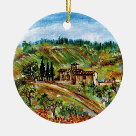 OUDE LANDBOUW IN TUSCANY LANDSCAPE KERAMISCH ORNAMENT (Voorkant)