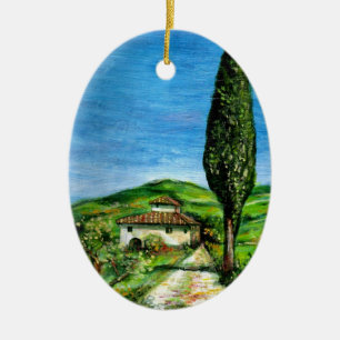 OUDE LANDBOUW IN TUSCANY LANDSCAPE KERAMISCH ORNAMENT