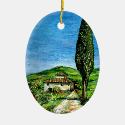 OUDE LANDBOUW IN TUSCANY LANDSCAPE KERAMISCH ORNAMENT (Voorkant)