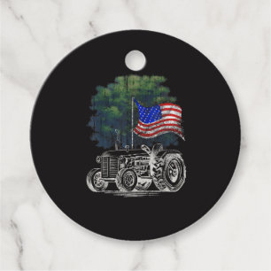 Oude Landbouw Tractor Amerikaanse Vlag Patriotisch Bedankjes Labels
