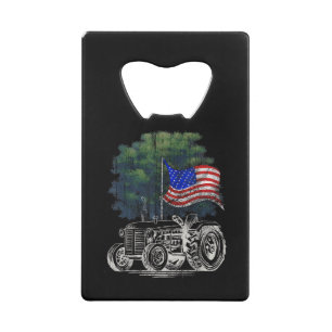 Oude Landbouw Tractor Amerikaanse Vlag Patriottisc Creditkaart Flessenopener