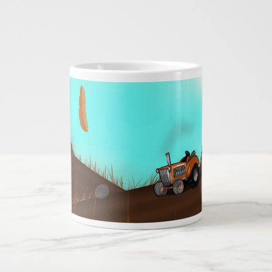 Oude landbouwtrekker grote koffiekop (Voorkant)
