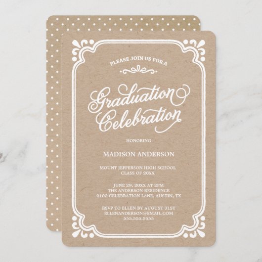 Oude Landelijke | Afstuderen Uitnodiging (Voorkant / Achterkant)