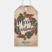 Oude Landelijke Berken Kerstmis Geschenk Cadeaulabel (Achterkant)