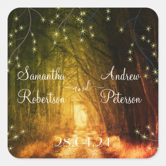 Oude Landelijke Bomen Vierkante Sticker (Voorkant)