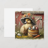 Oude landelijke eend met eieren boerderijstijl feestdagenkaart (Voorkant / Achterkant)