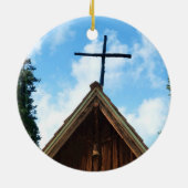 Oude Landelijke Kerk, Pastoor of Priester Kerstmis Keramisch Ornament (Achterkant)