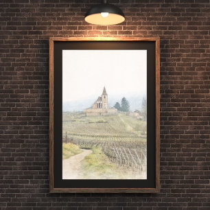 Oude Landelijke Kerk Schets – Landelijke Wijngaard Poster