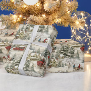 Oude Landelijke Kerstmis  Cadeaupapier