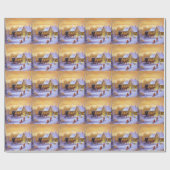 Oude Landelijke Kerststal Paard-en-wagen Sneeuwman Cadeaupapier (Vlak)