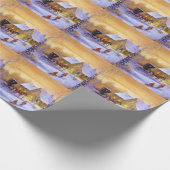 Oude Landelijke Kerststal Paard-en-wagen Sneeuwman Cadeaupapier (Hoek)