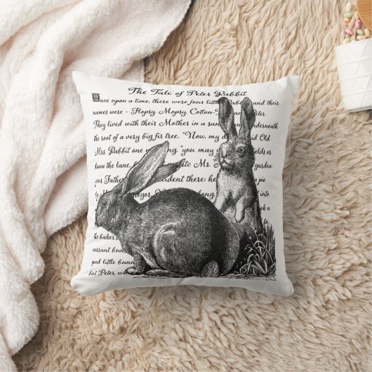 Oude landelijke konijn zwart-wit kussensloop kussen (Deken)