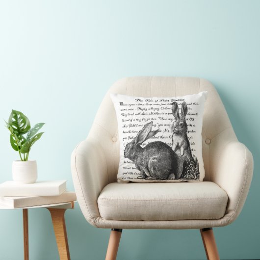 Oude landelijke konijn zwart-wit kussensloop kussen (Stoel)