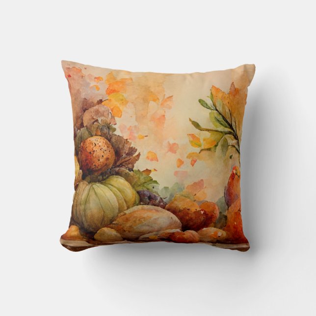 Oude landelijke oranje pompoenen oogst herfst kussen (Voorkant)
