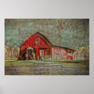 Oude landelijke roestige oude rode textuur schuur poster