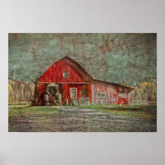 Oude landelijke roestige oude rode textuur schuur poster (Voorkant)