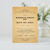 Oude Landelijke Trouw-RSVD-Swirls RSVP Kaartje (Staand voorkant)