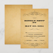 Oude Landelijke Trouw-RSVD-Swirls RSVP Kaartje (Voorkant / Achterkant)