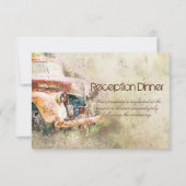 Oude Landelijke Truck Ontvangstdiner RSVP Menu-ite Kaart (Voorkant)