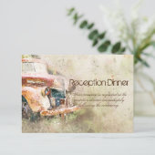 Oude Landelijke Truck Ontvangstdiner RSVP Menu-ite Kaart (Staand voorkant)