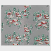 Oude Landelijke Winterdorp Rode Huizen Kerk Cadeaupapier (Vlak)