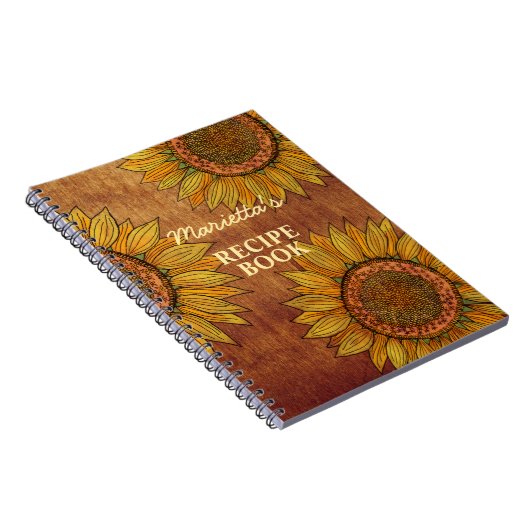 Oude Landelijke Zonnebloem Mooie Persoonlijke Rece Notitieboek (Rechterzijde)